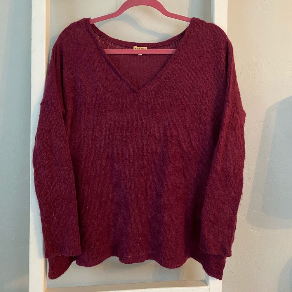 Piko knit sweater, plum